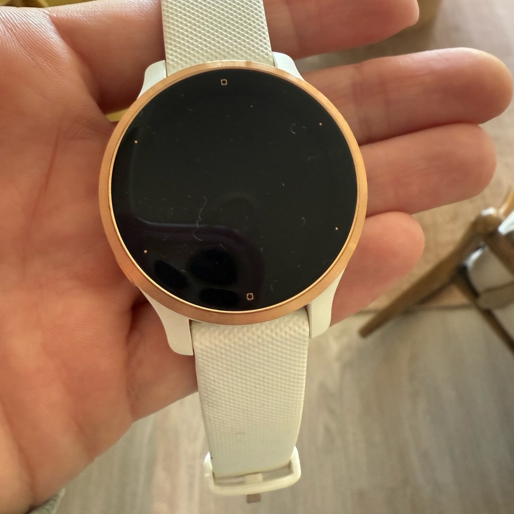 Garmin Venu 2S GPS Smartwatch with Rose Gold Bezel and White Band